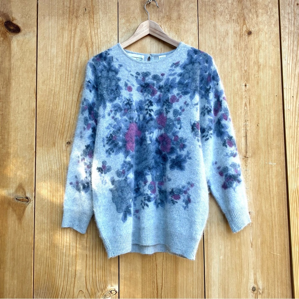 Fitting Image Angora Blend Floral Sweater Sz Large